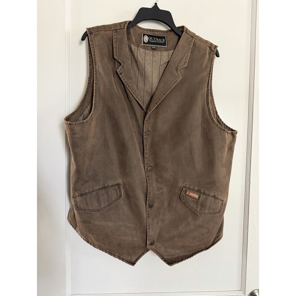 Outback Trading Co Arkansas Vest Mens XXL Brown Western Cotton Blend Lined